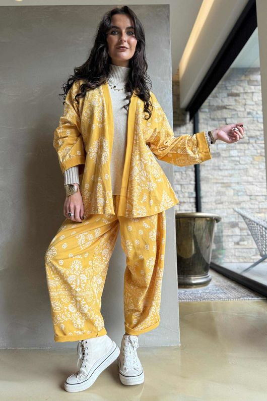 Bandana B Kimono Sweatshirt Jacket Lemonade